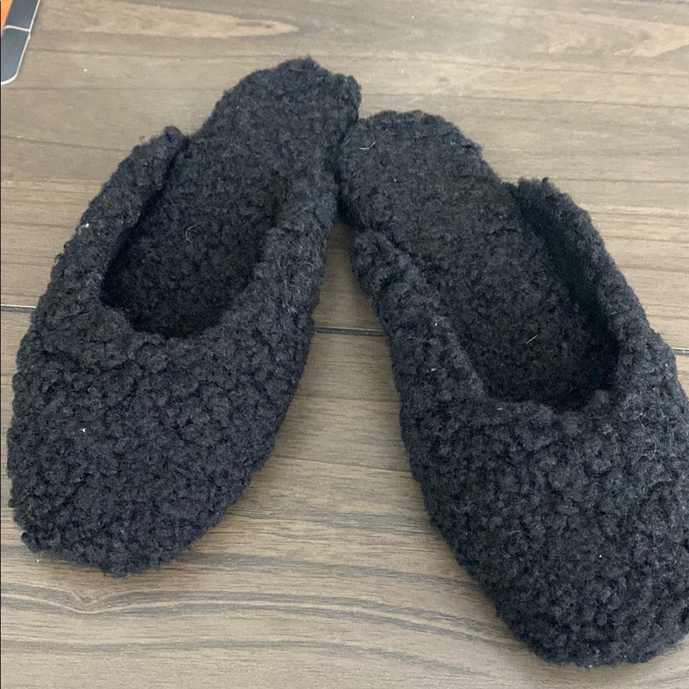 J. Crew Black Faux Sherpa Women's Caroline Slides